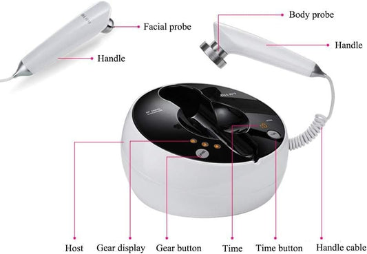 MLAY RF Radio Frequency Facial And Body Skin Tightening Machine - Professional Home RF Lifting Skin Care Anti Aging Device - Face Massager, Salon Effects/More Safe (White)