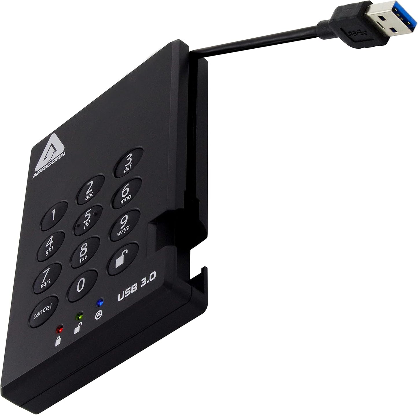 Apricorn Aegis Padlock 1TB USB 3.0 256-bit AES XTS Hardware Encrypted Portable External Hard Drive (A25-3PL256-500)