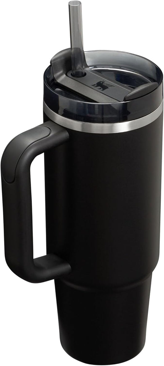 Stanley Quencher H2.0 FlowState Stainless Steel Vacuum Insulated Tumbler with Lid and Straw for Water, Iced Tea or Coffee, Smoothie and More, Black 2.0, 30oz