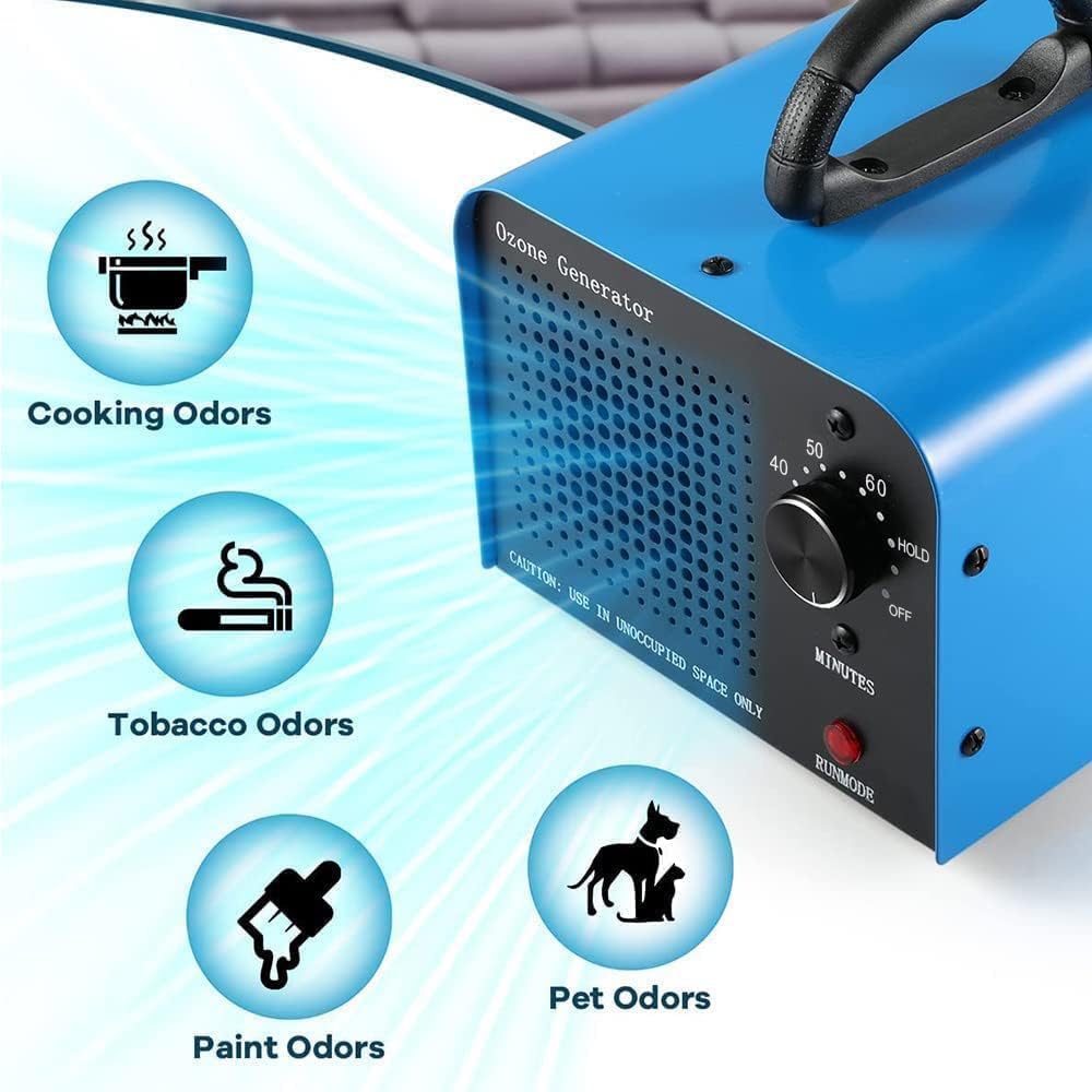 TOOSOAR Ozone Generator 60,000mg/h, Air Purifier with Timer, Home Deodorizer, Portable Ozone Device for Industrial, Hotel, Office, Home, Garage