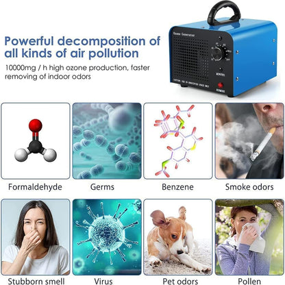 TOOSOAR Ozone Generator 60,000mg/h, Air Purifier with Timer, Home Deodorizer, Portable Ozone Device for Industrial, Hotel, Office, Home, Garage