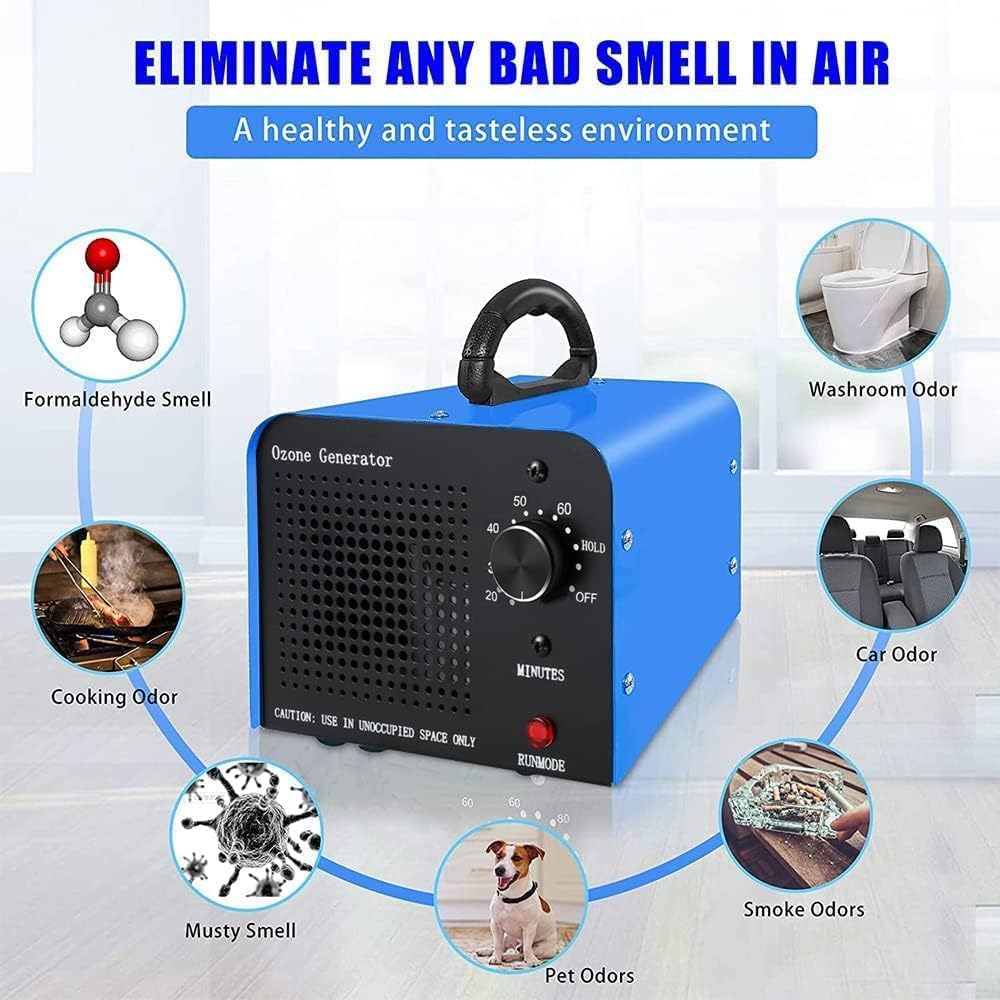 TOOSOAR Ozone Generator 60,000mg/h, Air Purifier with Timer, Home Deodorizer, Portable Ozone Device for Industrial, Hotel, Office, Home, Garage