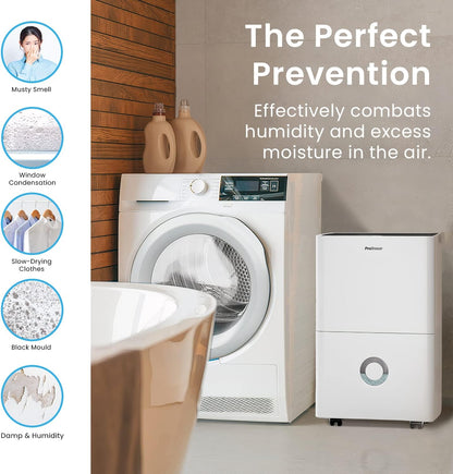 Pro Breeze® 20L/Day Smart Compressor Dehumidifier with 4L Water Tank, Laundry Drying & Automatic Humidity Sensor - Mould Remover with 24-Hour Timer and Sleep Mode for Damp, Mould and Condensation
