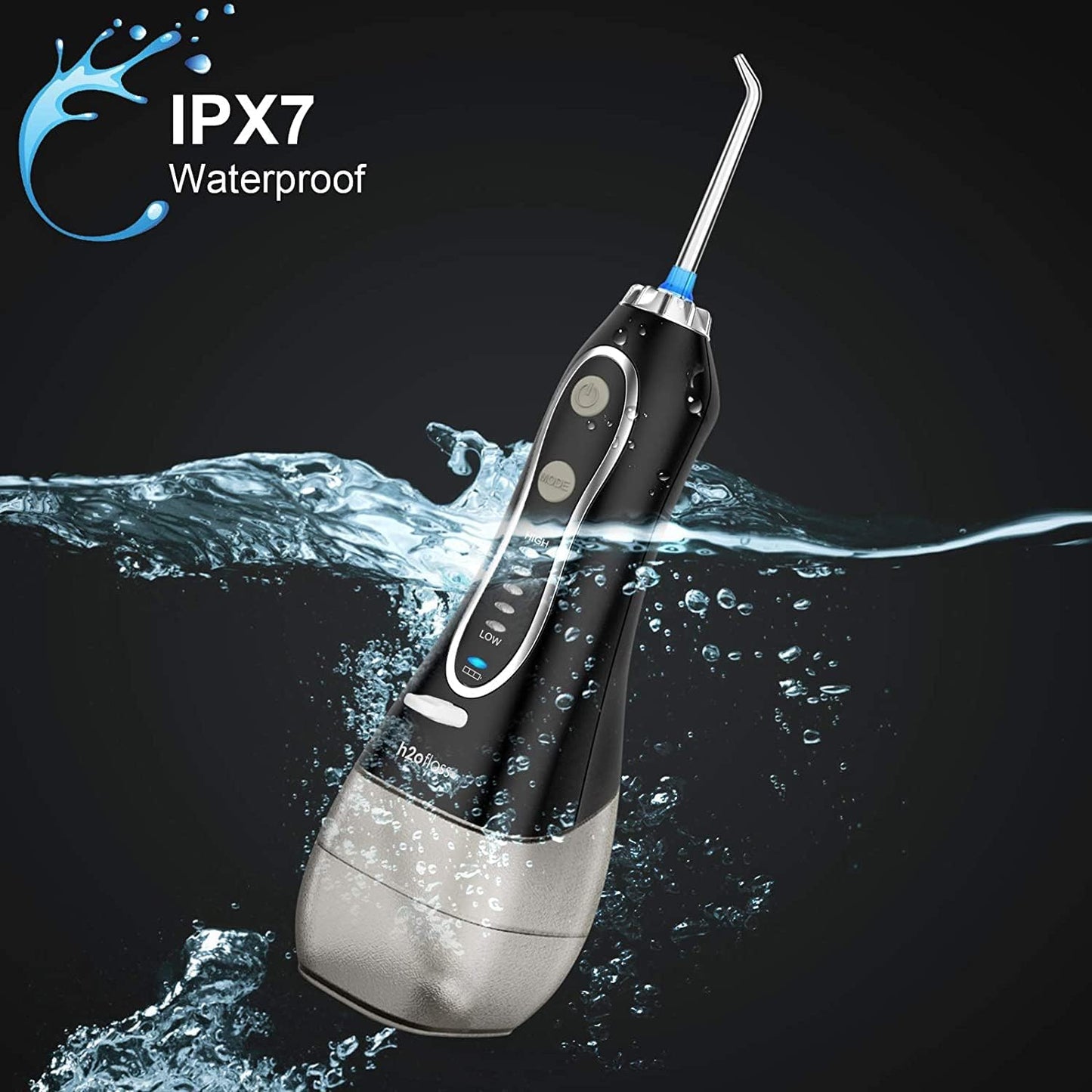 H2ofloss Cordless Oral Irrigator - 5 Modes, 300ml, Black