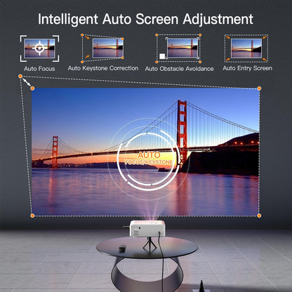 XuanPad Projector AI Auto Focus 26000L Native 1080P Smart Portable Projector 4K Supported Outdoor Home Cinema with Tripod for iOS Android TV Stick(open Box)