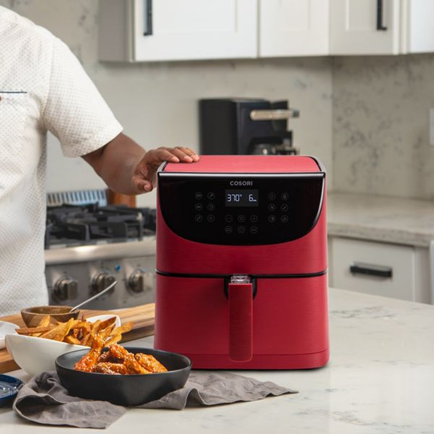 COSORI Air Fryer 1700W With 100 Recipes Cookbook, 5.5L Oil Free For Home Use, 11 Presets, Preheat & Shake Reminder, Led Onetouch Screen, Timer & Temperature Control, Nonstick Basket, CP158 Red